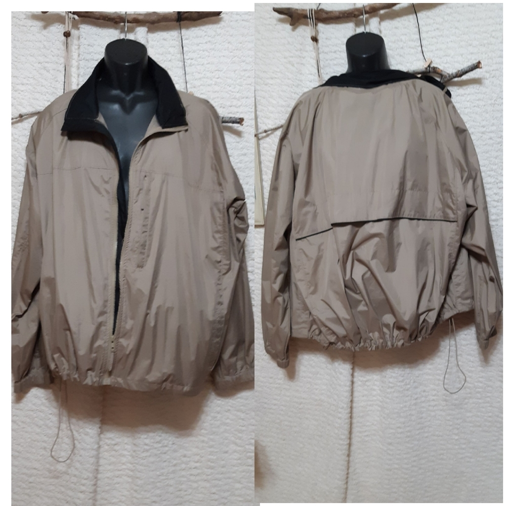 St Johns Bay Mens Jacket XXL B15 Long Sleeve Spring Weather Neutral Tan